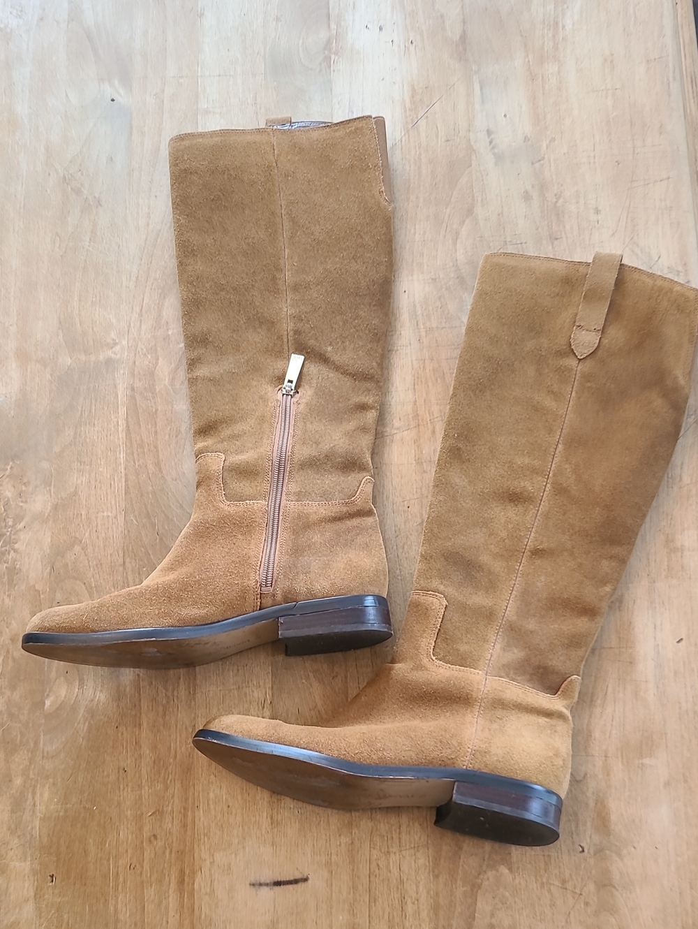 Ivanka Trump Over-the-Knee Suede Boots in Tan